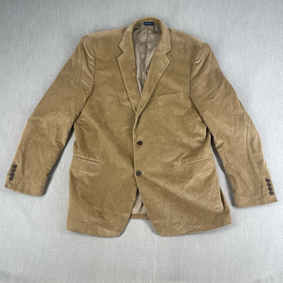 Stafford Essintals Men's Tan Overcoat Size Unknown Fancy Indoor Party Jacket - Picture 4 of 7